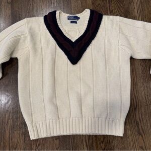 Polo Ralph Lauren Large Cable Cricket Sweater Wimbledon RRL 90s Vintage